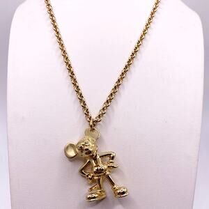 Vntg Mickey Sterling Silver Gold Plated Necklace 17” With Extension 4” Signed
